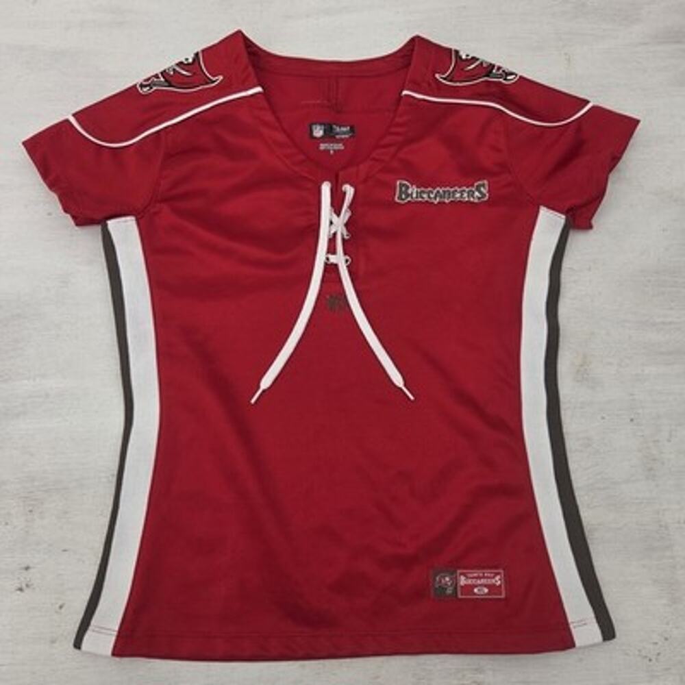 Tampa Bay Buccaneers Women’s NFL Team Apparel Lace-Up Jersey Shirt Size Small